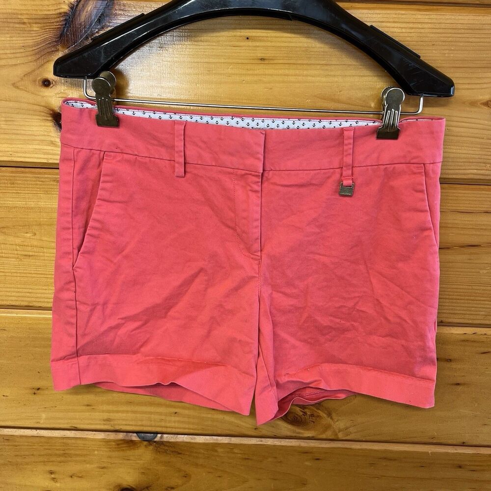 Nautica Shorts Womens 6 Coral Chino Flat Front 5" Cotton Stretch Pockets